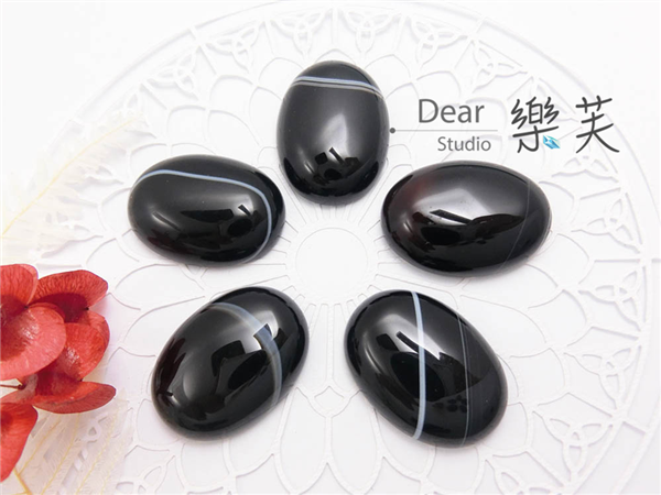 條紋/光面黑瑪瑙-(18*25*6.5mm)