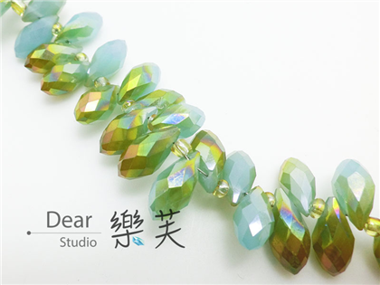 6*13mm切面水滴型水晶-湖藍與琥珀彩